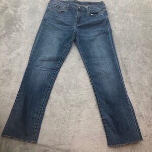 Banana Republic Girlfriend Jeans Blue Denim Stretch Frayed Hem Size 31